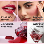 Buy Renee Tip Tip Water Tint 01 Cherry Whirl, Stain For Lip & cheeks, Hydrating, Long Lasting & Lightweight, Soft tint With Velvety Matte finish, Natural flushed look, Vitamin C & Hyaluronic Acid Infused, 5 ml - Purplle