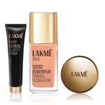 Buy Lakme Flawless Base Trio (Blurfect Primer - Mattifies & Blurs Pores (10 gm) + Powerplay Priming FoundationA - Cool Ivory C100 (25 ml) + Powerplay Primin gm Powder Foundation Compact Ivory Cream (9 gm)) - Purplle