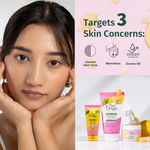 Buy Pure Origin Korean Vitamin C Face Essentials Combo | No White Cast Sunscreen (50 gm), Brightening Serum (10 ml), Spots-reducing Serum Cream (50 gm) & Face Wash With Microbeads (150 ml) | Visibly Bright Skin | All Skin Types - Combo of 4 - Purplle