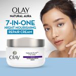 Buy Olay Night Cream Natural Aura 7 in One Night Nourishing Repair Cream, 50 gm - Purplle