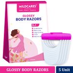 Buy Mildcares Glossy Body Razor For Women | Painless & Easy Hair Removal | No Cut & Irritation | For Legs & Arms, Bikini, Underarms ,Face,Back & Stomach| Anti Slip Grips | Safe, Comfortable & Travel Essentials 5 Pieces - Purplle