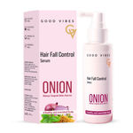 Buy Good Vibes Onion Hair Fall Control Serum with 5X Actives | Onion, 0.5% Redensyl, Biotin, Fenugreek & Green Tea| Lightweight & Non-Sticky | Strengthens Roots | Promotes Hair Growth | Visible Growth in 3 Months | Best Results with Daily - 50 ml - Purplle