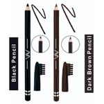 Buy AYA Waterproof Eyebrow Pencil With Brush (Black And Dark Brown) - 2.8 gm - Purplle