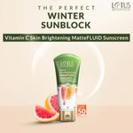 Buy Lotus Botanicals Vitamin C Skin Brightening MatteFLUID Sunscreen | SPF 50 Pa+++ | 100X Vitamin C | UVA/UVB Sun Protection | Brightens Skin | No White Cast | Water Resistant | All Skin Types | For Men & Women 5 gm - Purplle
