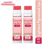 Buy WishCare Tinted Ceramide Lip Balm with SPF50 PA+++ - Kojic Acid & Niacinamide - For Brightens & Protect- Pack of 2 - Purplle
