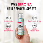 Buy Sirona Hair Removal Spray Foam with Aloe Vera Extracts and Lemongrass Fragrance | For Legs, Arms & Underarms | Removes Hair in 10 Minutes | Parabens Free | Dermatologically Tested | 80 ml - Purplle