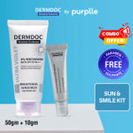 Buy DERMDOC Sun & Smile Kit (Combo of 2) | 4% Niacinamide Ultra Violet Brightening Sunscreen SPF 50 PA+++ (50 gm) | LipBright Treatment 1% Glutathione + 2.5% Arbutin Lip Lightening Balm (10 gm) - Purplle