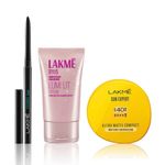 Buy Lakme 9to5 Glow & Protect Kit (Powder Matte Sunscreen Compact SPF40 7 gm + Lumi Strobe Cream Dewy Rose 30 gm + Eyeconic Kajal Deep Black 0.35 gm) - Purplle