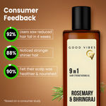Buy Good Vibes Rosemary & Bhringraj 9 in 1 Hair Oil | Stronger Roots & Longer Hair | With Rosemary, Bhringraj, Amla, Neem, Curry Leaf, Jojoba, Brahmi, Cedarwood & Sage Oils | Anti Hair Fall Oil | Stimulates Hair Growth 300 ml - Purplle