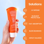 Buy Lotus Herbals SafeSun UltraRx Glow Essence Sunscreen SPF 30 for UV/Blue Filters Broad Spectrum Protection, Niacinamide & Vitamin E, Dewy Finish, Dermatologically Tested, Oily, Dry, Combination Skin, 50 gm - Purplle