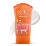 Buy Lotus Herbals Safe Sun Sunscreen Cream| SPF 20 | PA+ | Sweat & Waterproof | Non-Greasy | 100 gm - Purplle