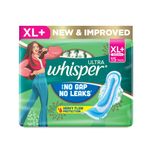Buy Whisper Ultra Upto No Gap No Leaks Sanitary Pads, XL+ Pads, For Heavy Flow Protection, 15 pads - Purplle
