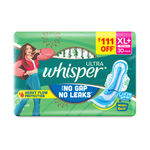 Buy Whisper Ultra Upto No Gap No Leaks Sanitary Pads, XL+ Pads, For Heavy Flow Protection, 30 pads - Purplle