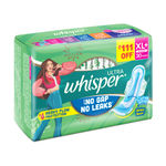 Buy Whisper Ultra Upto No Gap No Leaks Sanitary Pads, XL+ Pads, For Heavy Flow Protection, 30 pads - Purplle