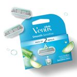 Buy Gillette Venus Smooth Sensitive Hair Removal Razor Cartridges for Women - 2 pcs - Purplle