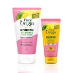 Buy Pure Origin Korean Vitamin C Gel Sunscreen (50 gm) & Face Wash (150 ml) | No White Cast, SPF 50 & PA+++ | Brightens & Fades Dark Spots | For All Skin Types - Combo of 2 - Purplle