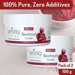 Buy Mystiq Living Beetroot Powder for Hair Mask, Hair Growth, Beet Root Powder for Face Pack and Lips | 100% Natural and Organic | Pure & High Natural Antioxidants | Boost Energy | Additive Free and Pesticides 100 gm each (pack of 2) - Purplle