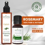 Buy Mystiq Living Rosemary Water Essential Oil Combo, Rosemary Water Spray 100 ml, Rosemary Essential Oil for Hair Growth -15 ml, Hair Fall Control Rosemary Water (Combo of 2) - Purplle