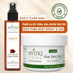 Buy Mystiq Living Rose Water Spray for Face (100 ml) & Aloe Vera Gel For Face And Hair (220 gm) Dark Spots Removal Gel, Gulab Jal Rose Water Spray | Rose Water Toner Spray (combo of 2) - Purplle