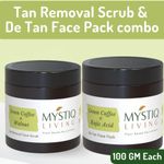 Buy Mystiq Living Tan Removal Face Scrub (100 gm) & Face Pack Green Coffee Blemish Clear (100 gm) with Kojic Acid, Anti Pigmentation, Dark Spot Removal, De tan Exfoliate Dead Skin and Blackheads , Skin Brightening & Glowing Skin For Women & Men (Combo of 2) - Purplle