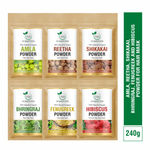 Buy TQS 100% Natural & Organic Amla, Reetha, Shikakai, Bhringraj, Fenugreek & Hibiscus Powder Set- 240 gm - Purplle