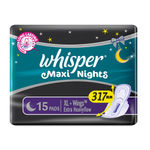 Buy Whisper Maxi Nights XL+ Sanitary Pads for Women, 15 pads - Purplle