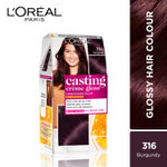 Buy L'Oreal Paris Semi-Permanent Hair Colour, Ammonia-Free Formula & Honey-Infused Conditioner, Glossy Finish, Casting Creme Gloss, Burgundy 316, 60 gm+ 50 ml+ 40 gm - Purplle
