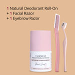 Buy Carmesi Facial Hair Removal Combo | Facial + Eyebrow Razor & Underarm Roll On Deodorant for Women - Floral Sunset (50 ml) | Instant & Painless Hair Removal | For Fresh Underarms All Day - Combo of 3 - Purplle