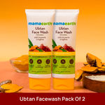 Buy Mamaearth Ubtan Natural Face Wash For All skin type With Turmeric & Saffron For Tan Removal And Skin Brightning (100 ml) Pack Of 2 - Purplle