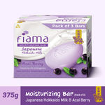 Buy Fiama Moisturizing Soap Bar, Japanese Hokkaido Milk & Acai Berry, Soap Pack of 3, Non-Sticky Moisturized Skin, 1/3rd Skin Moisturizers, Vitamin F, Fragrant Freshness - Purplle