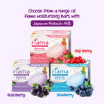 Buy Fiama Moisturizing Soap Bar, Japanese Hokkaido Milk & Acai Berry, Soap Pack of 3, Non-Sticky Moisturized Skin, 1/3rd Skin Moisturizers, Vitamin F, Fragrant Freshness - Purplle