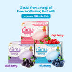 Buy Fiama Moisturizing Soap Bar, Japanese Hokkaido Milk & Blueberry, Soap Pack of 3, Non-Sticky Moisturized Skin, 1/3rd Skin Moisturizers, Vitamin F, Fragrant Freshness - Purplle
