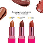 Buy NY Bae Sweet Shop Staples Pack of 3 Lipsticks for Women (Nudes & Browns) | Long-Lasting Matte Finish | Highly Pigmented | Smooth & Even Glide | Lightweight & Comfortable Wear | Non-Drying Formula | Enriched with Vitamin E - Purplle