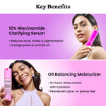 Buy Foxtale Oil Control Duo | 12% Niacinamide Clarifying Serum + Oil Balancing Moisturizer | Targets 7 Signs of Acne | Oil-Free Glow, Smoother Texture | With Azelaic Acid, Niacinamide & Cica - 80 ml - Purplle