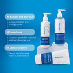 Buy Be Bodywise 16% Actives Strawberry Skin Pack Fights Keratosis Pilaris, Tiny Bumps & Strawberry Skin (Body wash 250 ml, scrub 200 gm & Body lotion 200 ml) Combo of 3 - Purplle