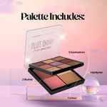 Buy Hilary Rhoda Transform Face Palette | 9 Eyeshadows | 2 Blushes | Highlighter & Contour | Highly Pigmented | Available in 2 Variants | Matte & Shimmer Finish | All-in-One Kit | 18 gm (Soft Glam - Shade 01) - Purplle