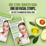 Buy Hilary Rhoda One Go Facial Wax Strips | Ready-To-Use Facial Wax Strips | Face, Cheek, Upper Lip & Chin Facial Wax | Painless Hair Removal | With 2 Finish Wipes | 20 Strips (Avocado Oil - Shade 01) - Purplle