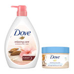 Buy Dove Relaxing Body Care combo (Almond Cream Body Wash with Hibiscus(1 L) + Exfoliating Body Polish Scrub (298 gm)) Combo of 2 - Purplle