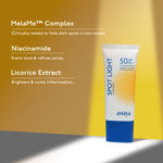 Buy Asaya Spot Light Sunscreen SPF 50 PA++++ | UVA/B Blue Light Protect | Depigmentation Cream for Dark Spots & Acne Marks | MelaMe ComplexTM, Niacinamide & Licorice | For Even Tone | For Men & Women | Oily, Dry, Sensitive & Combination Skin | 50 ml - Purplle