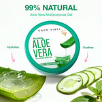 Buy Good Vibes 99% Natural Aloe Vera Multipurpose Gel with Cucumber, Neem & Tulsi |Hydrating & Nourishing| Soothing & Refreshing | Fades Acne Marks & Blemishes | For Face, Hair & Body | Cooling & Non-Sticky Formula – 200 gm - Purplle