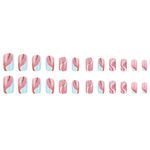 Buy Secret Lives acrylic fake reusable false artifical press on nails pink color nails with blue patch & white golden curve design 24 Pc with kit - Purplle