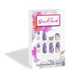 Buy Secret Lives Acrylic Artifical Glossy Reusable Translucent Purple Color with Cloud Patches & 3D Bow Stud and Heart Design Press on Nails 24 Pc with Kit - Purplle
