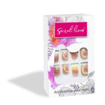 Buy Secret Lives acrylic fake reusable false artifical press on nails translucent lemon design with red color path and glitter design 24 Pc kit - Purplle