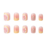 Buy Secret Lives acrylic fake reusable false artifical press on nails translucent lemon design with red color path and glitter design 24 Pc kit - Purplle