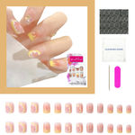 Buy Secret Lives acrylic fake reusable false artifical press on nails translucent lemon design with red color path and glitter design 24 Pc kit - Purplle