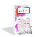 Buy Secret Lives acrylic press on nails artifical designer french light pink fake nails extension 24 Pc set with glue sheet - Purplle