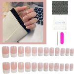 Buy Secret Lives acrylic press on nails artifical designer french light pink fake nails extension 24 Pc set with glue sheet - Purplle