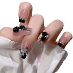 Buy Secret Lives acrylic press on nails designer artificial nails extension glossy nude skin color with 3D butterfly & 3D flowers fake nail 24 Pc set - Purplle