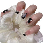 Buy Secret Lives acrylic press on nails designer artificial nails extension glossy nude skin color with 3D butterfly & 3D flowers fake nail 24 Pc set - Purplle