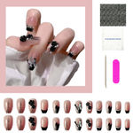 Buy Secret Lives acrylic press on nails designer artificial nails extension glossy nude skin color with 3D butterfly & 3D flowers fake nail 24 Pc set - Purplle
